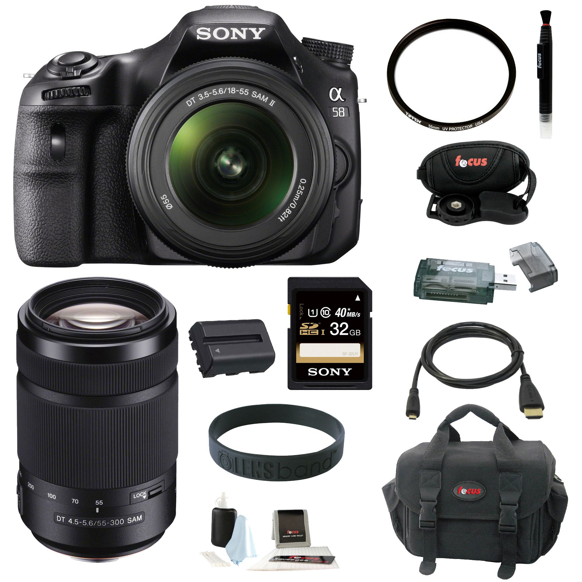 Câmera Sony Alpha a58 DSLR com lente DT 18-55 mm f/3.5-5.6 SAM II